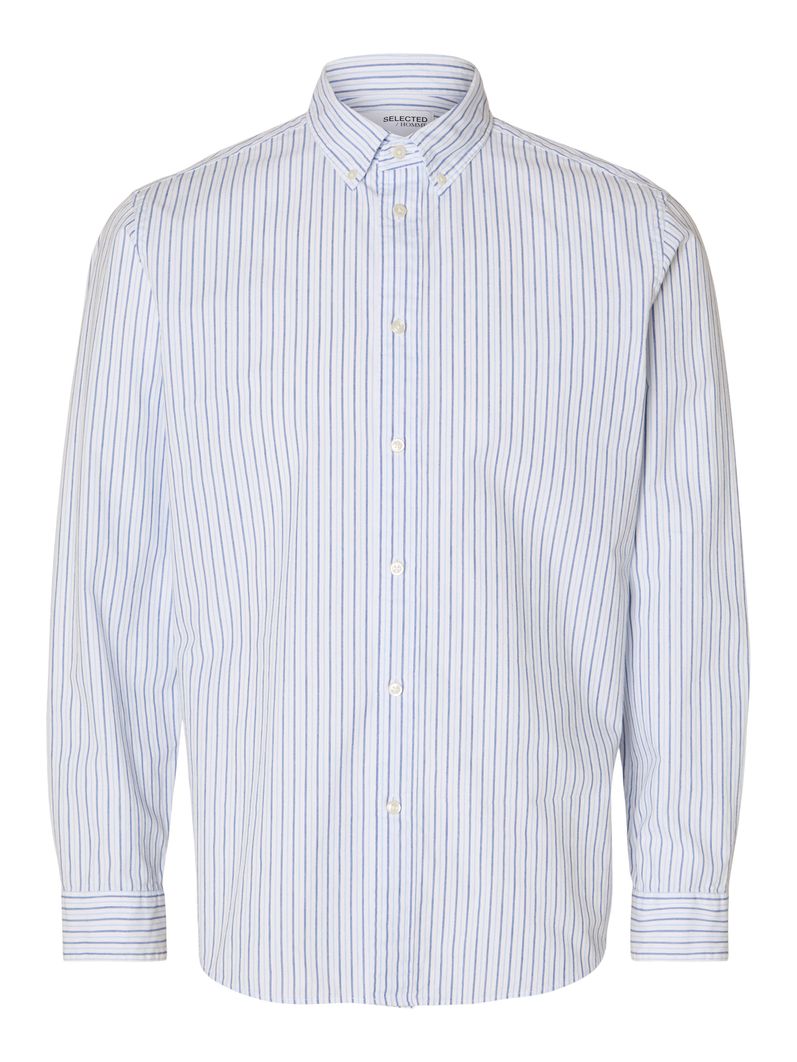 Slim Rick Poplin Skjorte  - Striper blå/ Bright White